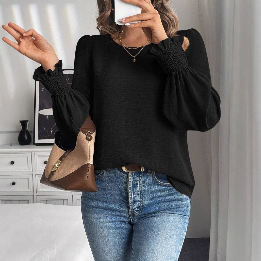 Women’s Elegant Lantern Sleeve Blouse – Chic & Effortless