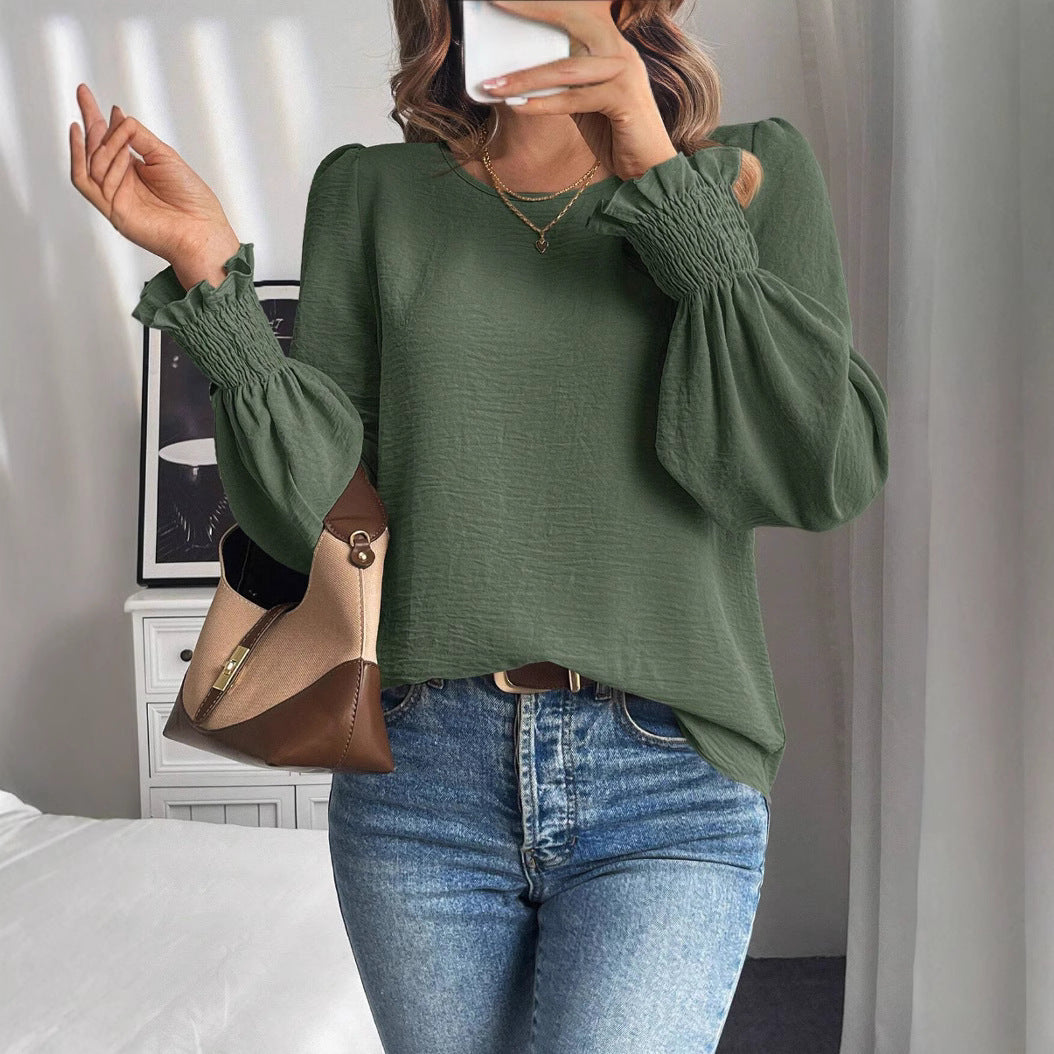 Women’s Elegant Lantern Sleeve Blouse – Chic & Effortless