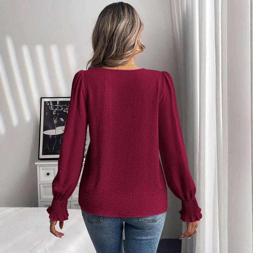 Women’s Elegant Lantern Sleeve Blouse – Chic & Effortless