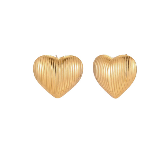 Textured Heart Stud Earrings