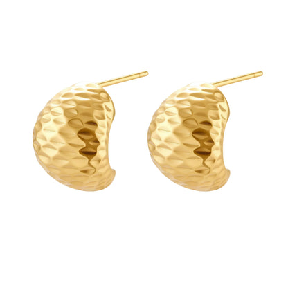 Hammered Gold Huggies | Textured Sterling Silver