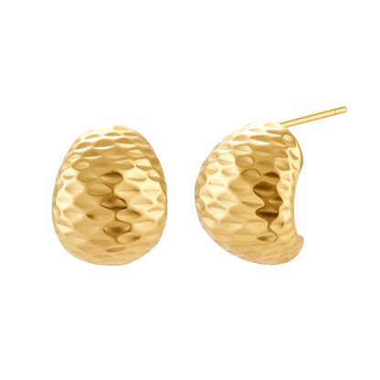 Hammered Gold Huggies | Textured Sterling Silver