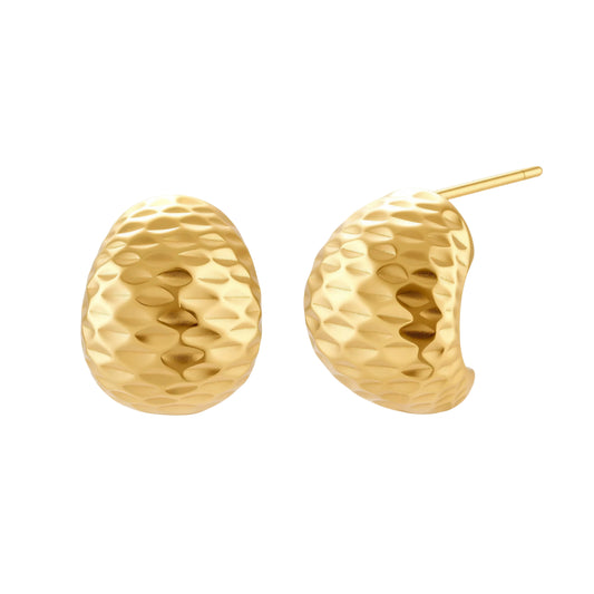 Hammered Gold Huggies | Textured Sterling Silver