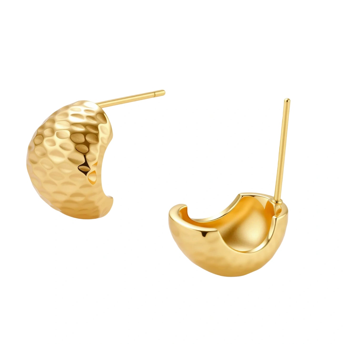 Hammered Gold Huggies | Textured Sterling Silver