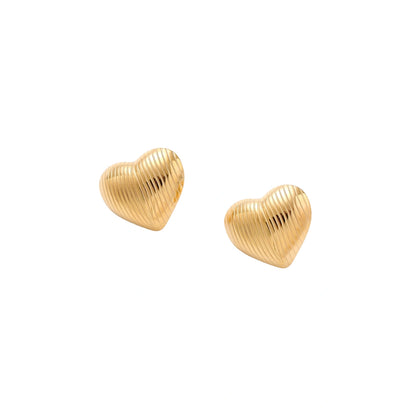 Textured Heart Stud Earrings