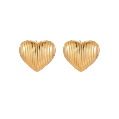 Textured Heart Stud Earrings
