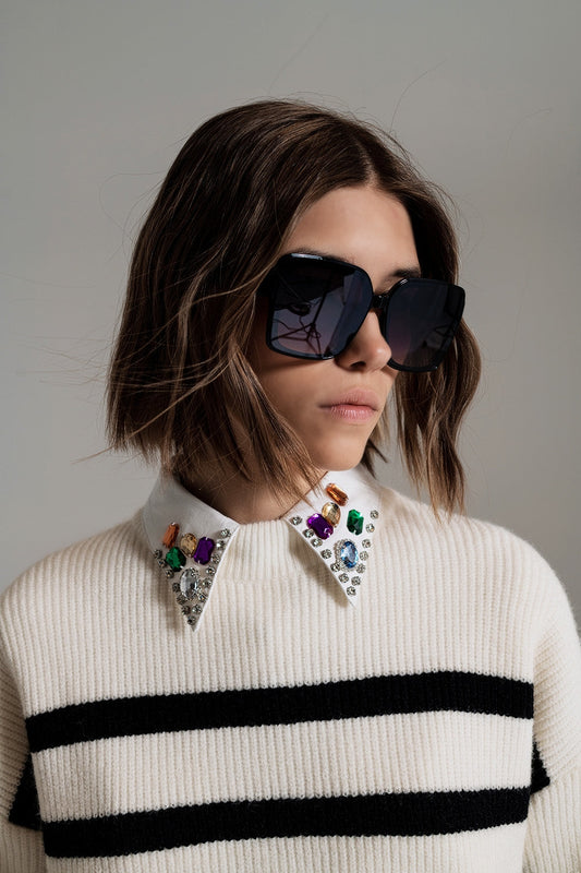 Q2 Cat Eye Oversized Sunglasess in Black